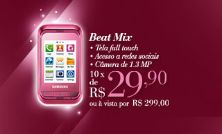 Beat Mix, Tela full touch, Acesso a redes sociais, Câmera de 1.3 MP